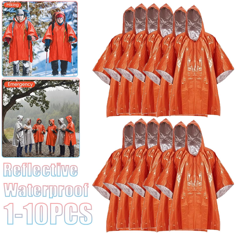 1-10 قطع بطانية بونشو حرارية م - مراجعة Survival Blanket Reflective وسعره